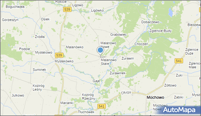 mapa Malanowo Stare, Malanowo Stare na mapie Targeo